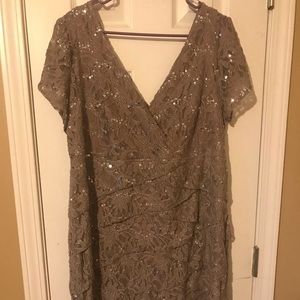 Taupe colored Mother of bride dress